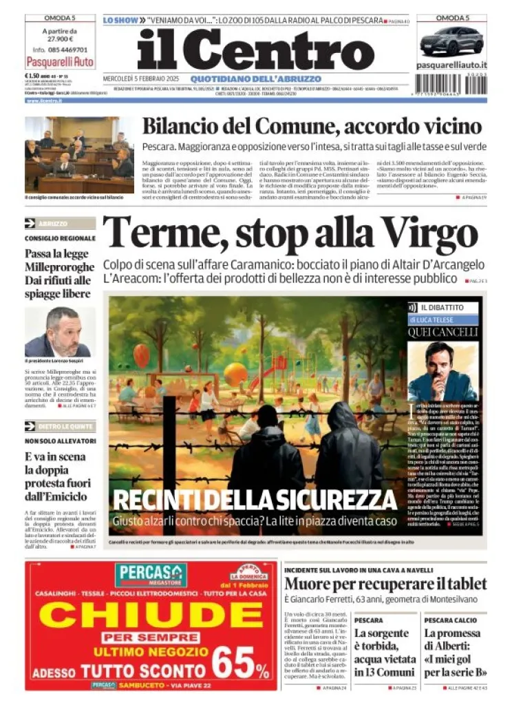 Prima-pagina-il centro-oggi-edizione-del-2025-02-05